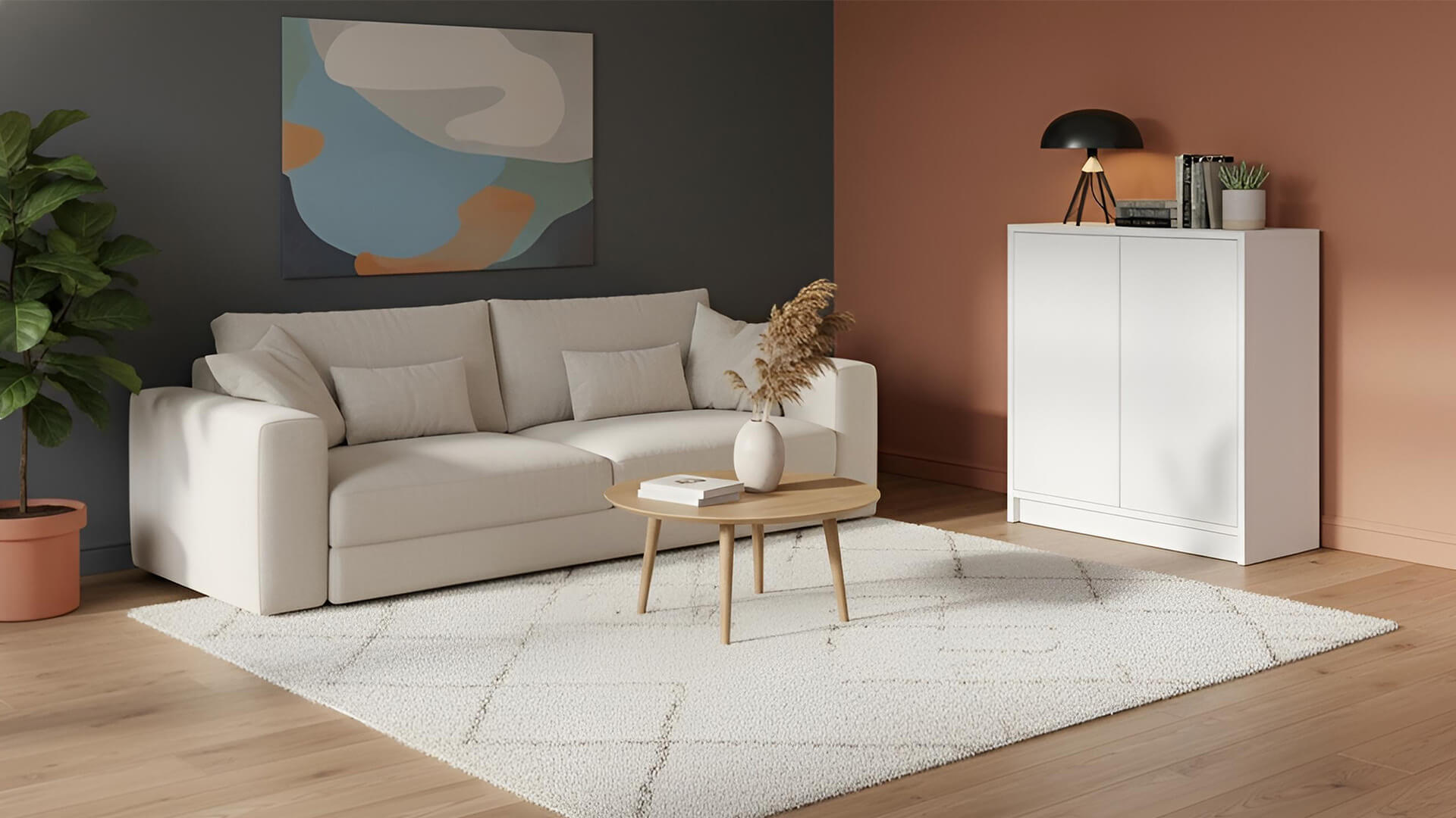 Weißes Sideboard mit Flügeltür MDF Beschichtet