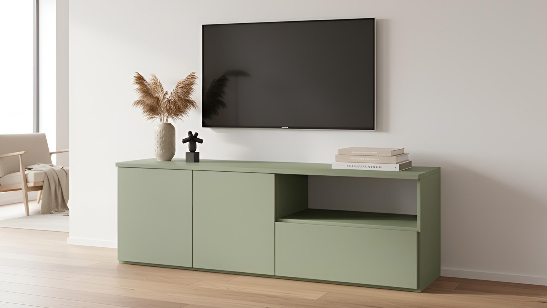 TV Lowboard skandinavisch MDF Lackiert