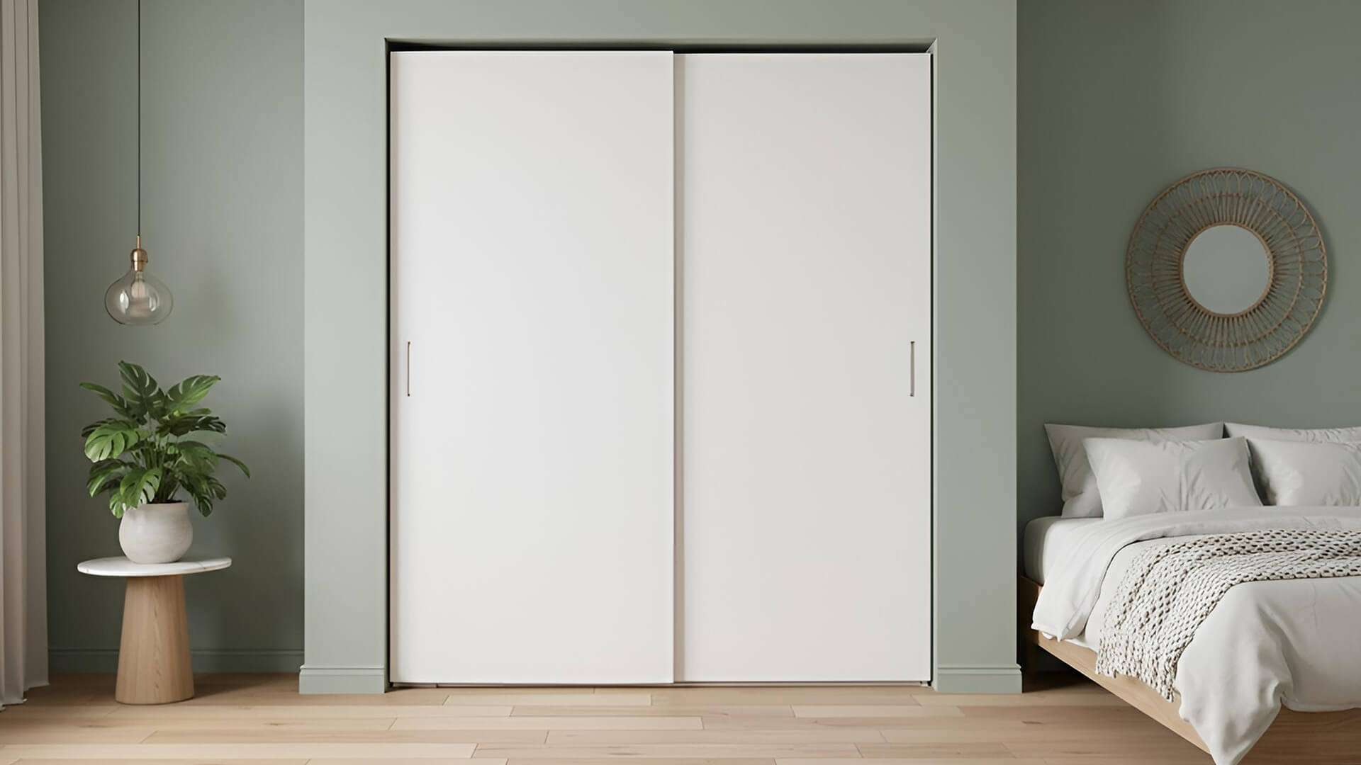 Weißer Schiebetürenschrank 55 cm tief Premium Dekore