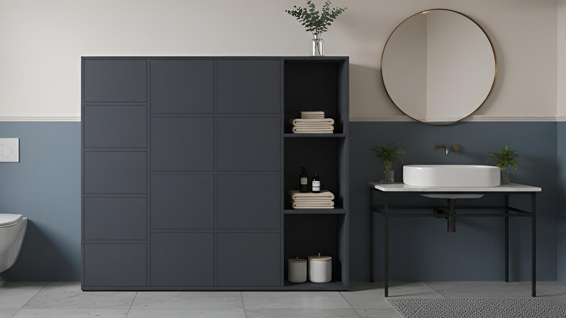 Schwarzer Apothekerschrank MDF Lackiert