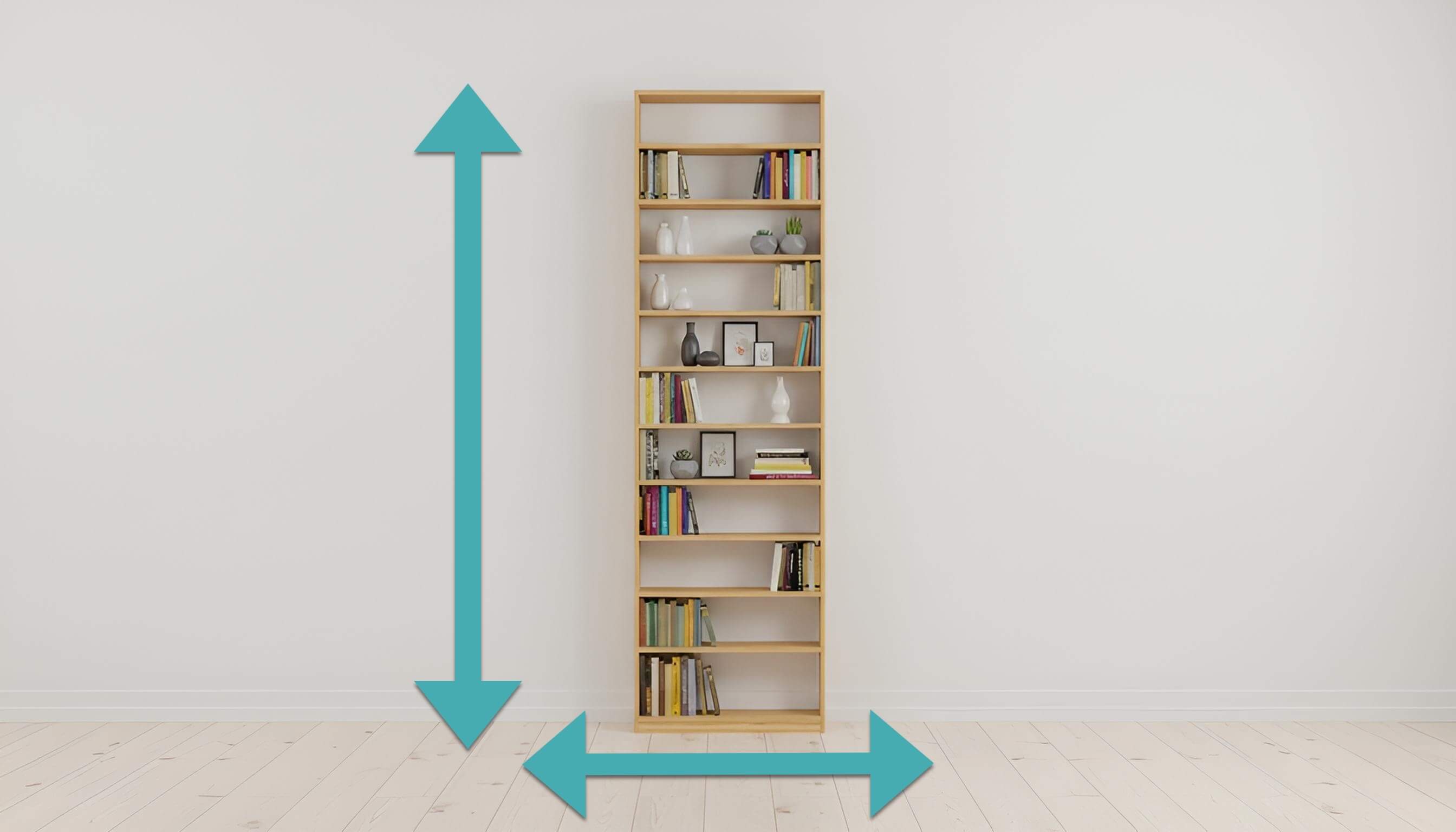 Bücherregal aus Massivholz - Schmales Regal mit vielen Optionen Kernbuche