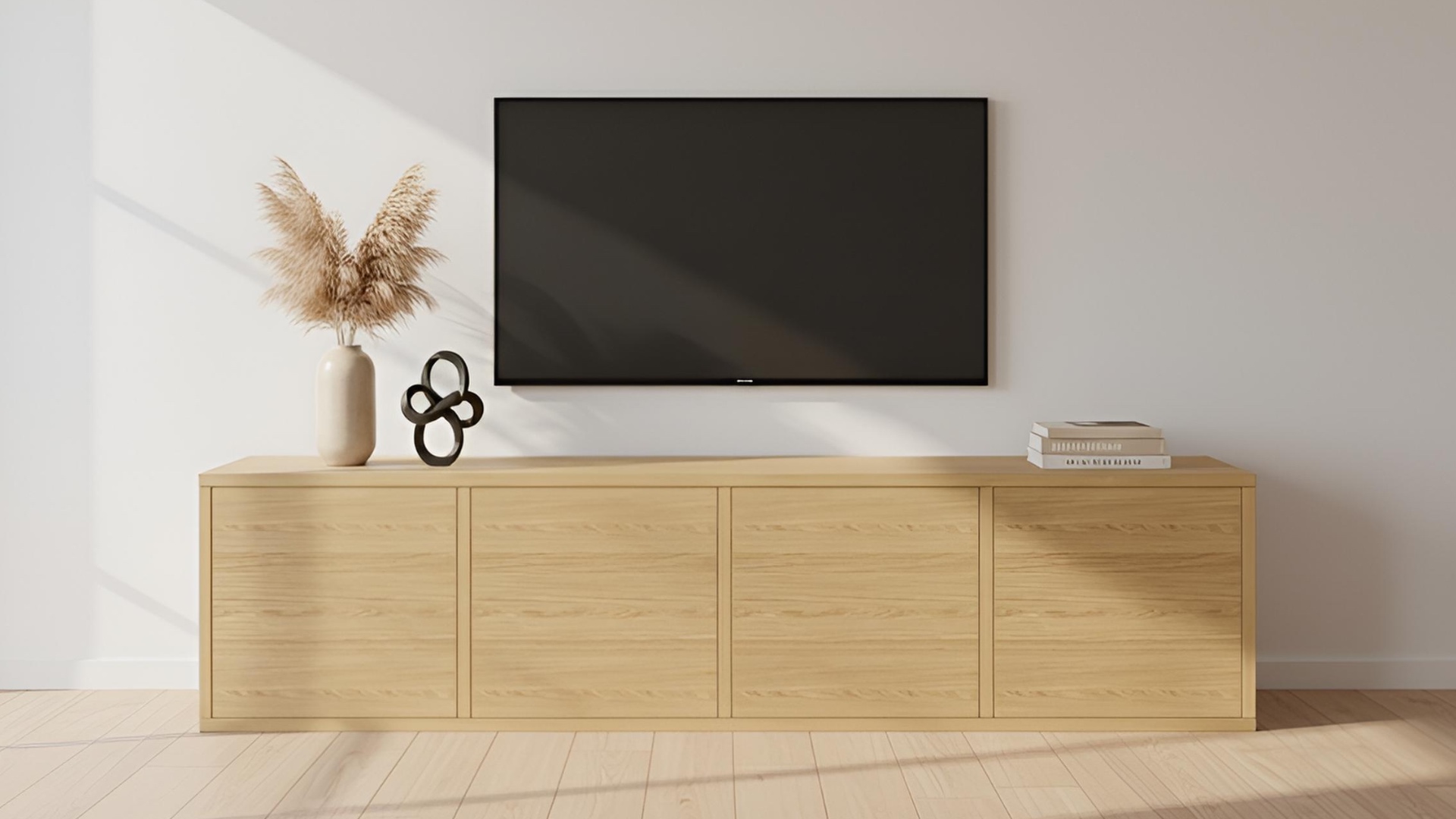 Langes Lowboard aus Holz Eiche