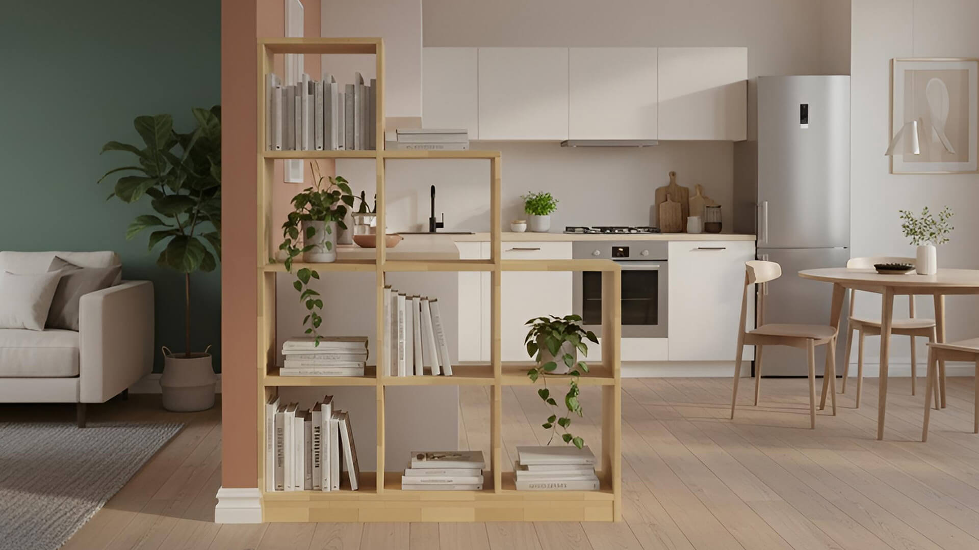 Raumteiler Regal aus Buche nach Maß Buche