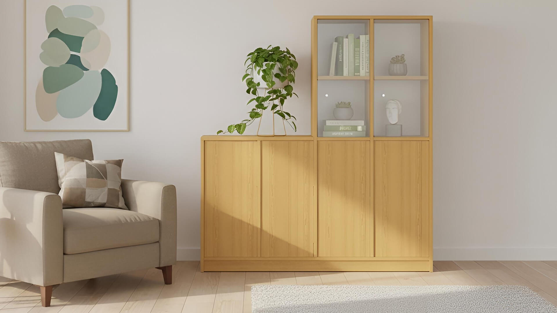 Bibliotheksschrank aus Echtholz Furnier Echtholz Furnier