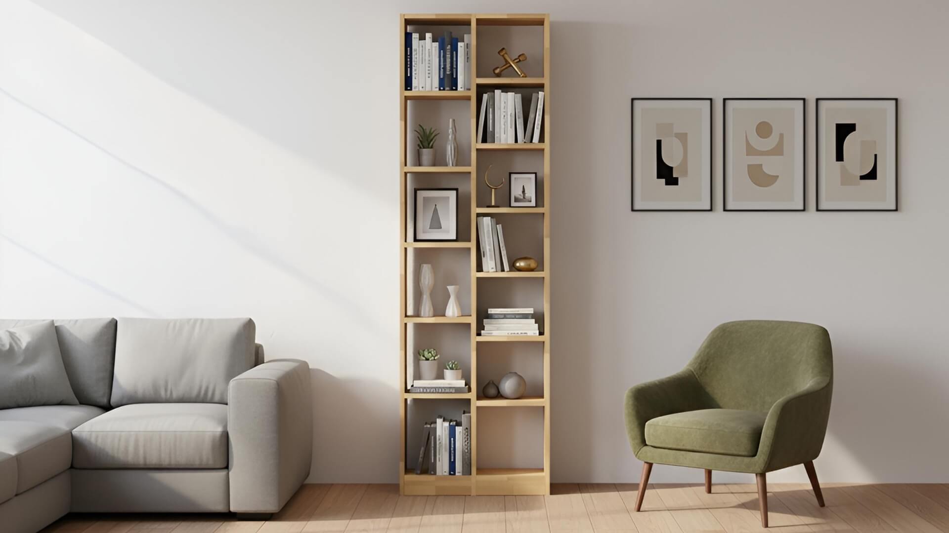 Hohes Bücherregal nach Maß - Hohes Regal mit vielen Optionen Buche