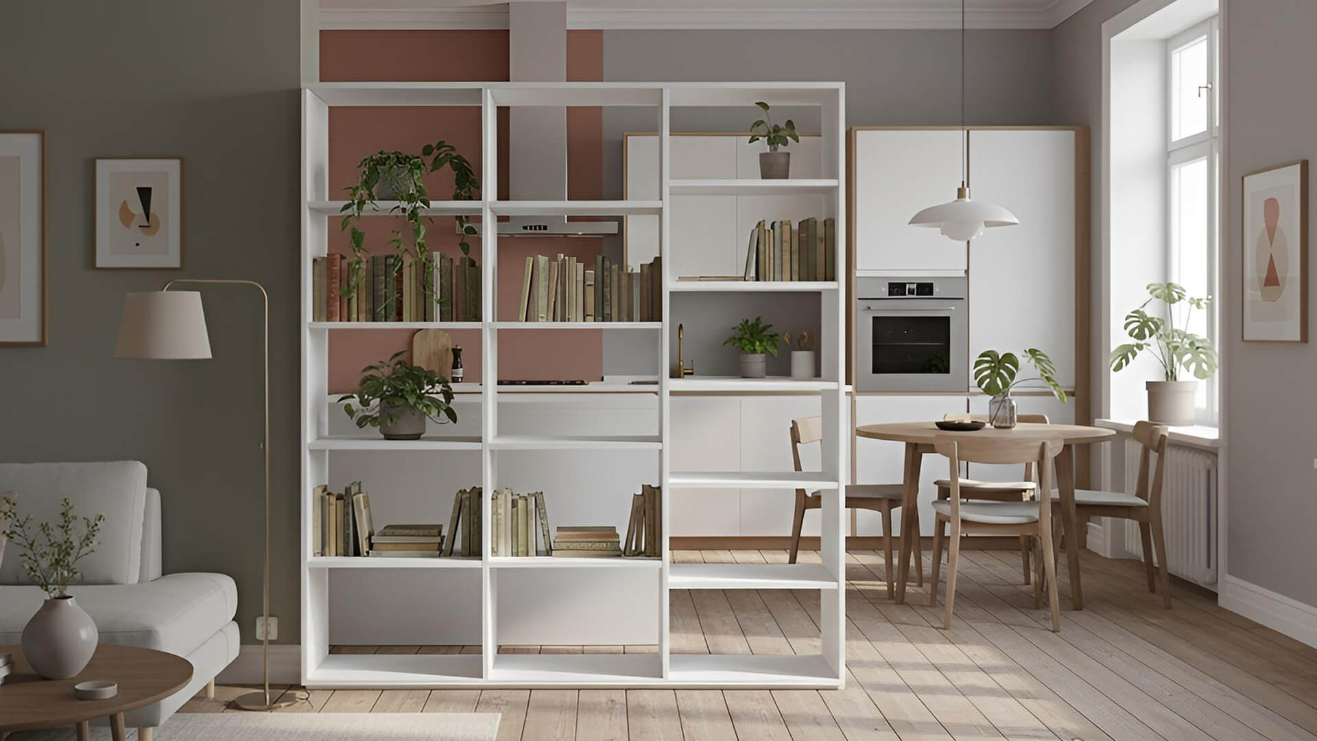 50 cm tiefer Raumteiler MDF Lackiert