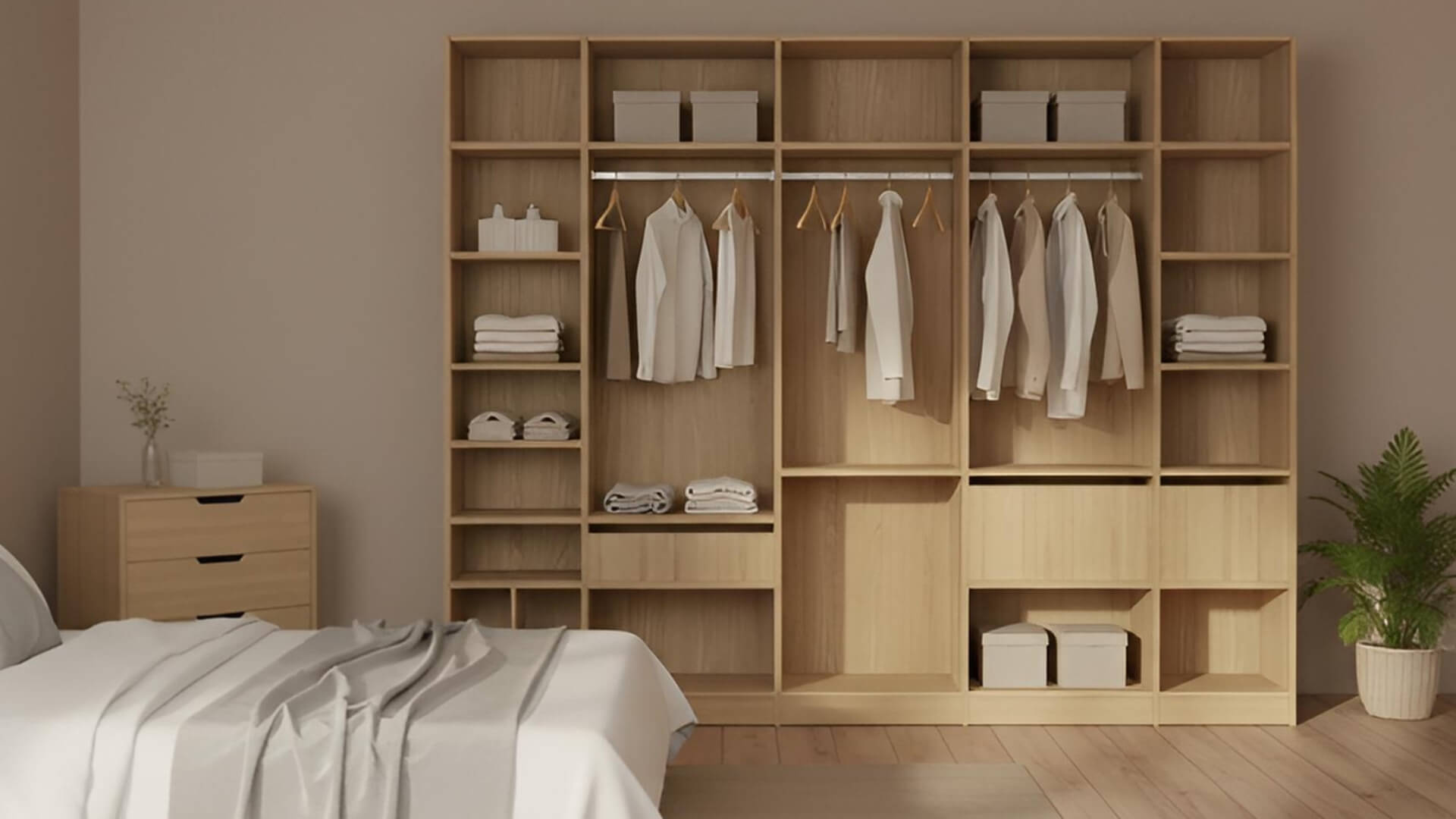 Offener Kleiderschrank mit vielen Optionen - Dein Schrank nach Maß gestalten Premium Dekore