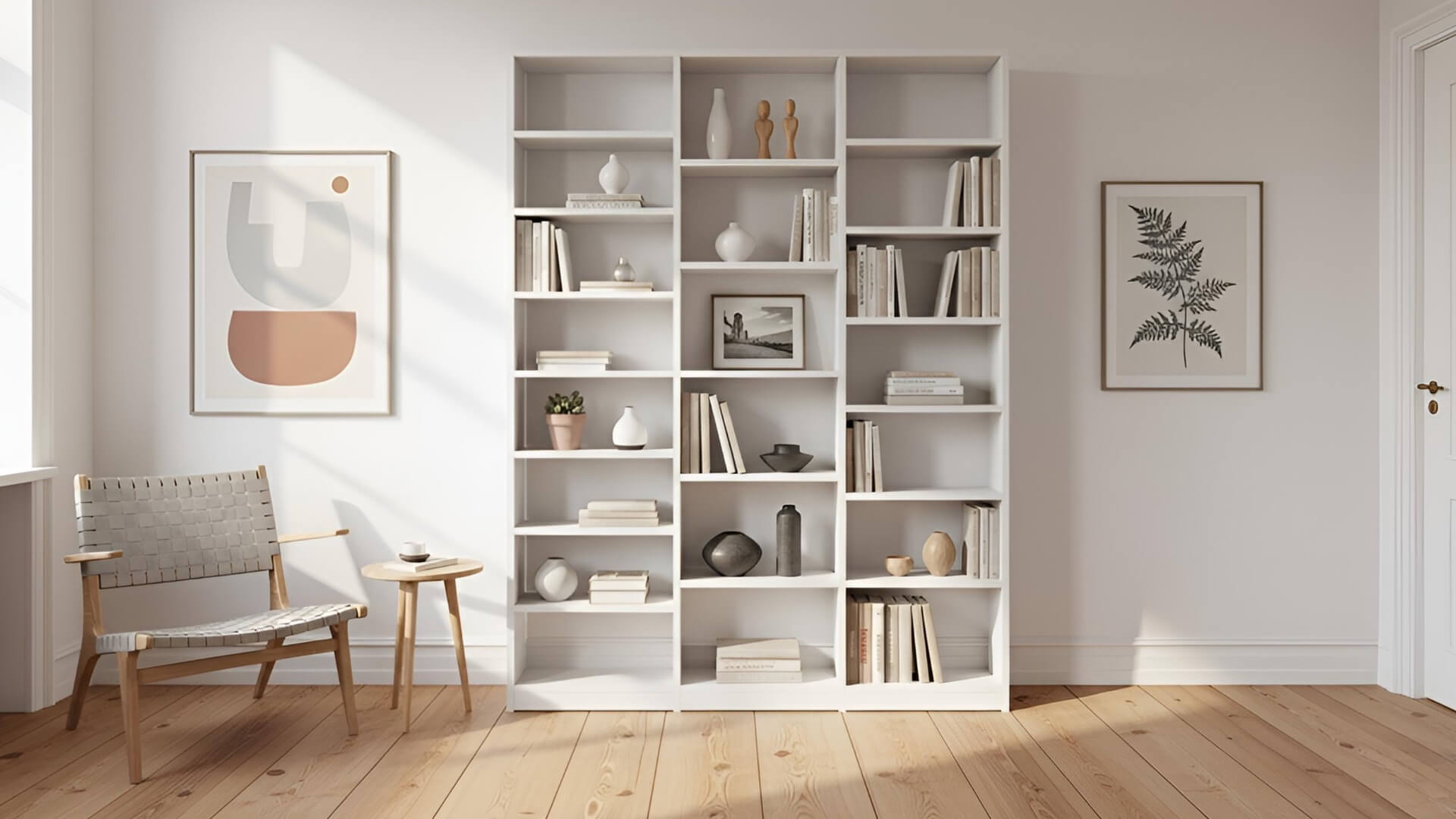 Breites schlichtes Bücherregal MDF Beschichtet