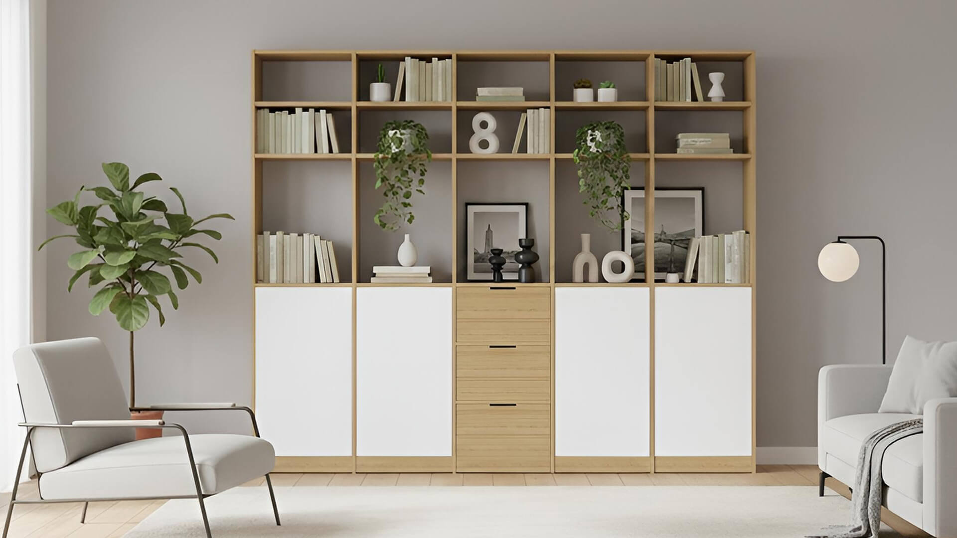 Holzregalsystem nach Maß Eiche