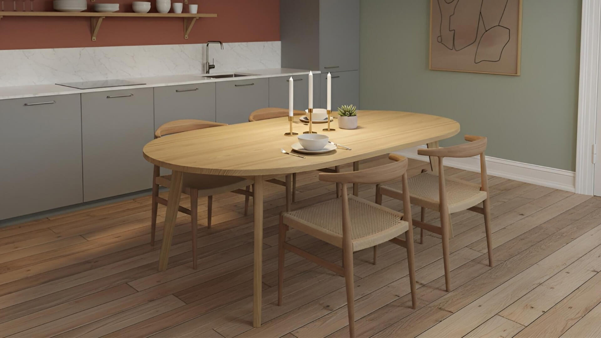 Tischmodell Rhodos - Halbrunder Tisch nach Maß Eiche