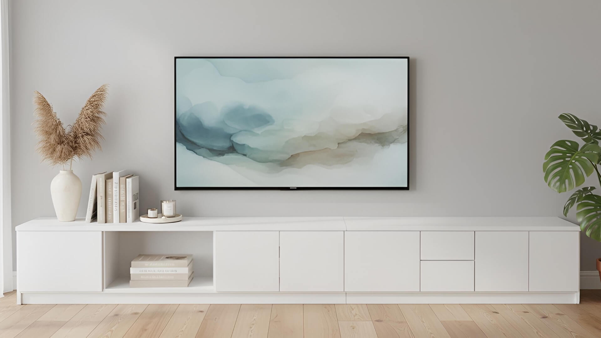 Weißes, breites Lowboard MDF Beschichtet