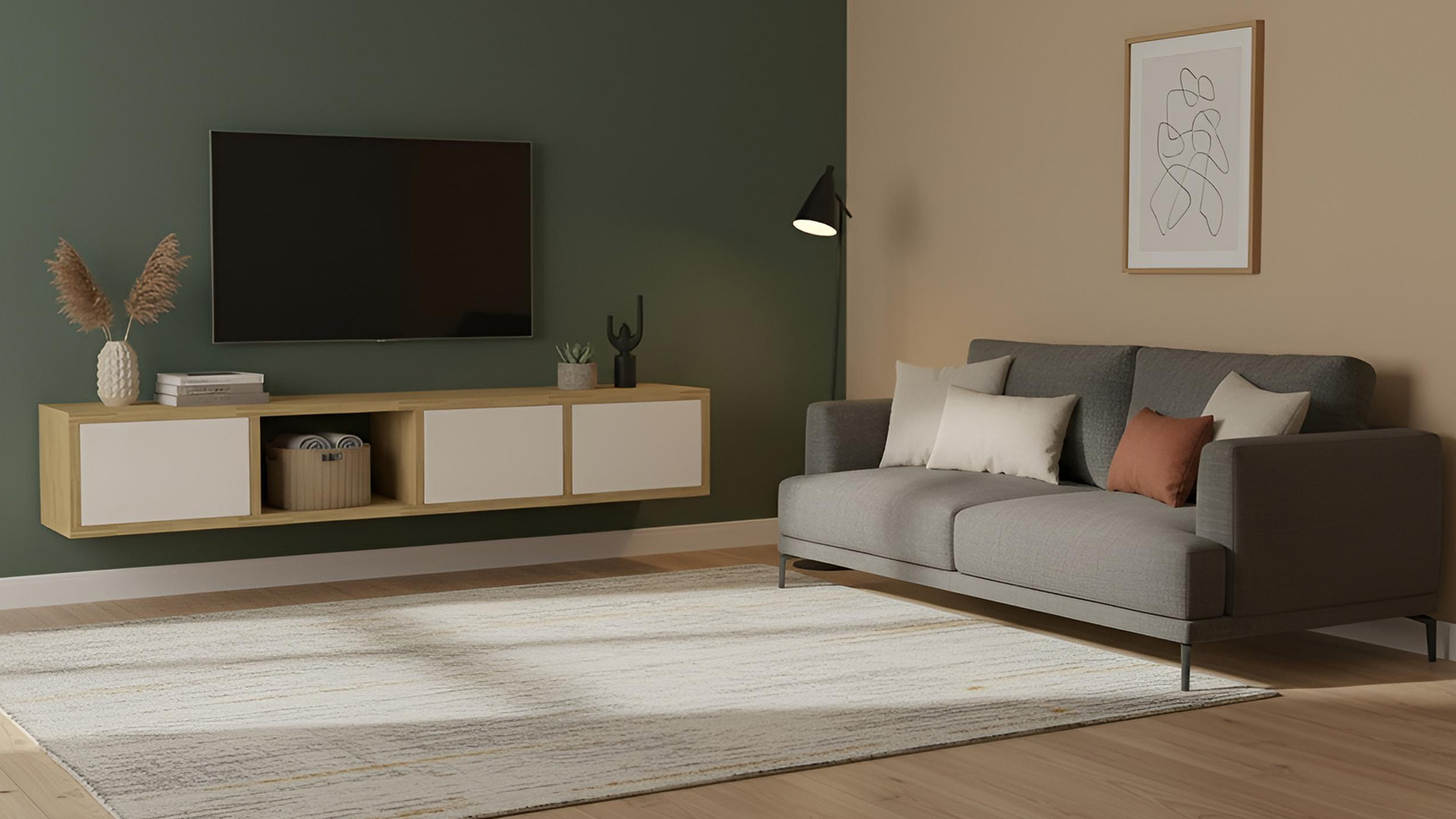 Breites Hängesideboard nach Maß Eiche