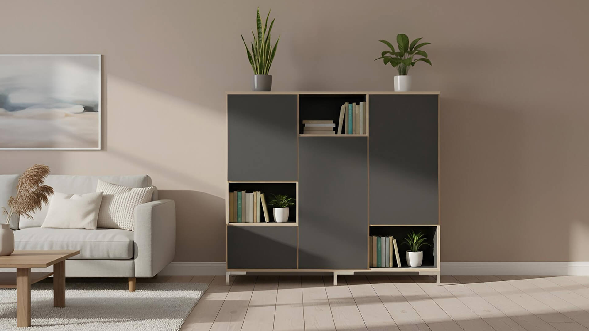Schwarzes Sideboard - Kommode, Schwarz, Maßgefertigt Premium Dekore
