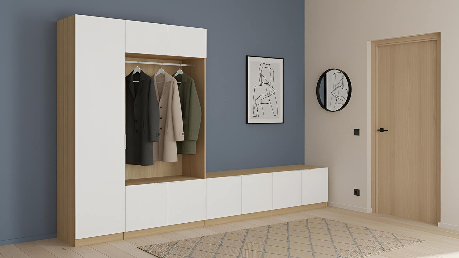 Garderobenschrank nach Maß - Flurschrank mit vielen Optionen Premium Dekore