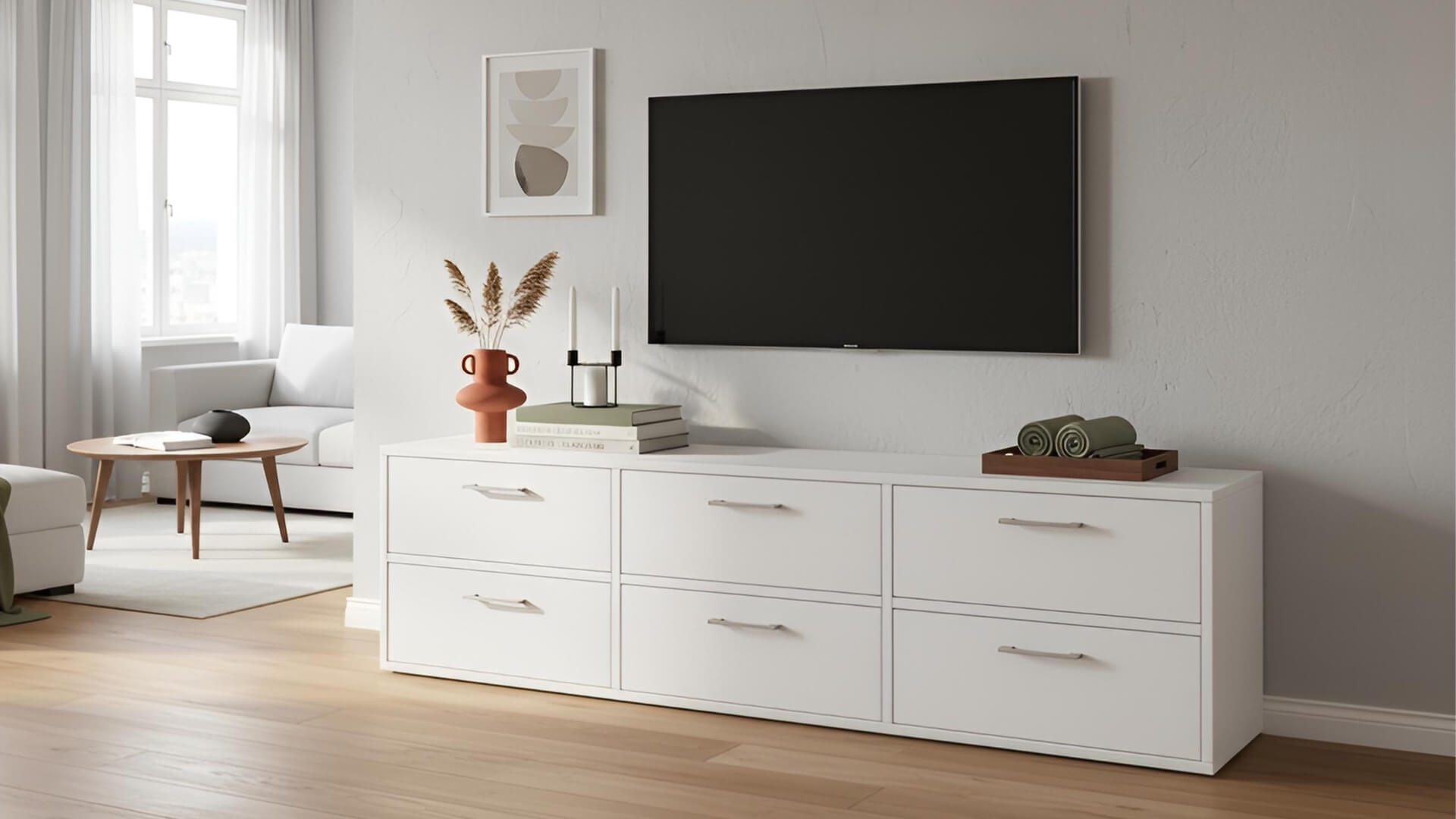 Breites Lowboard mit Schubladen MDF Beschichtet