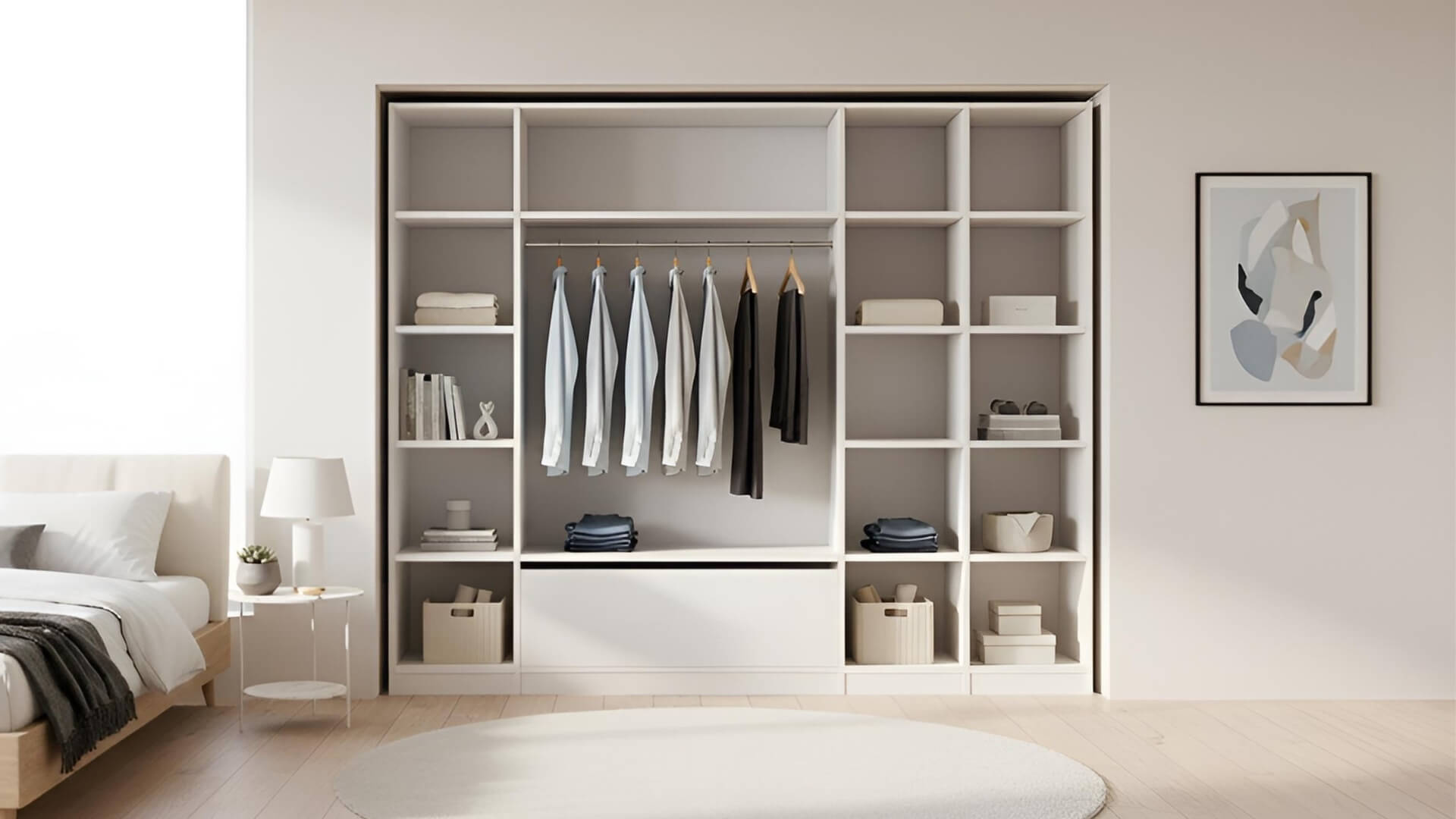 Pickawood Kleiderschrank nach Maß - Weiß/Grau/Schwarz Premium Dekore