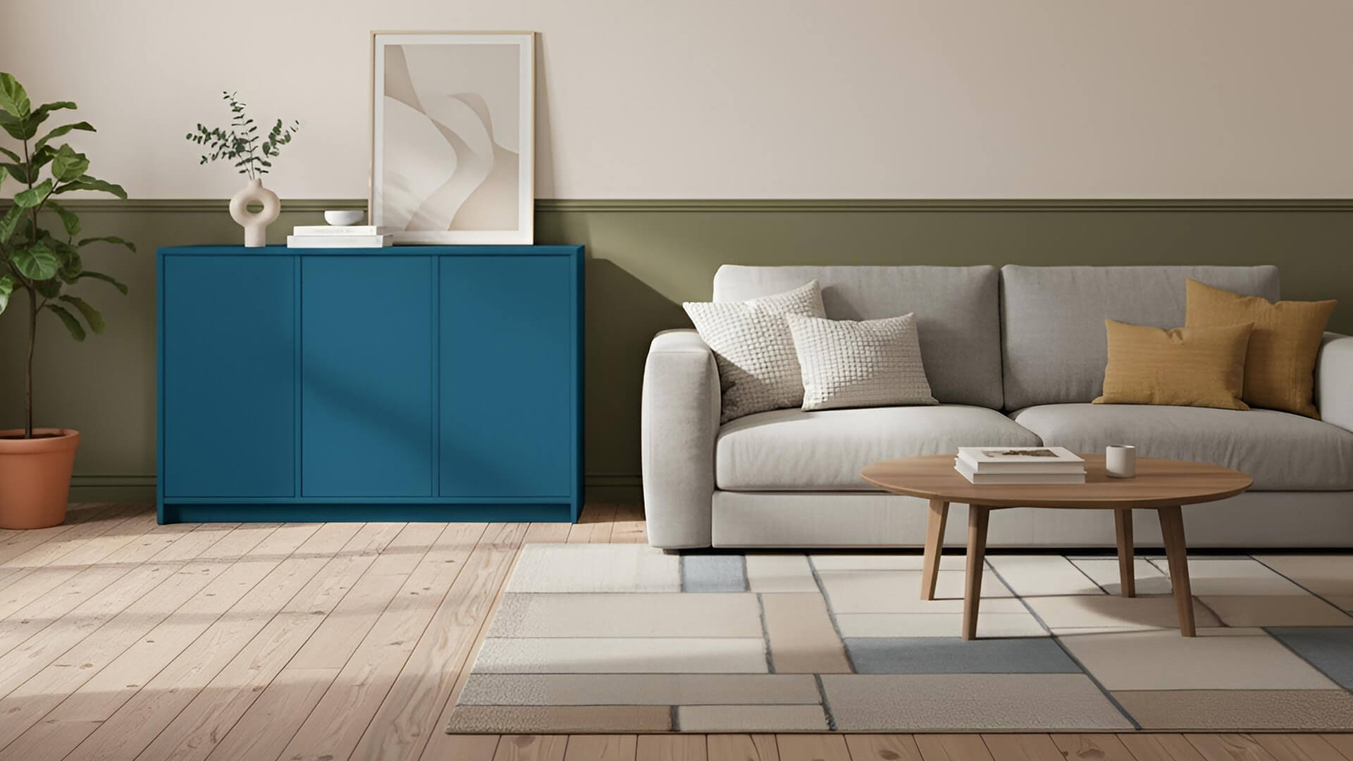 Blaues Sideboard von Pickawood MDF Lackiert