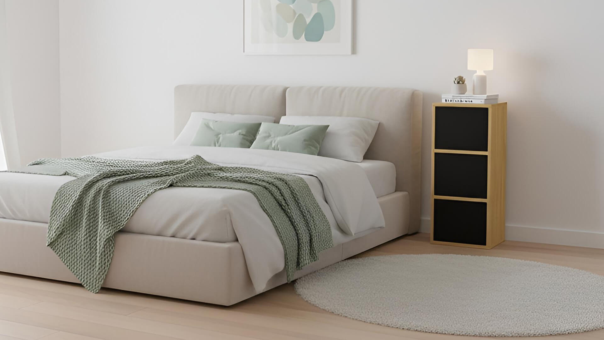 Schlichter Nachttisch mit Schubladen Eiche