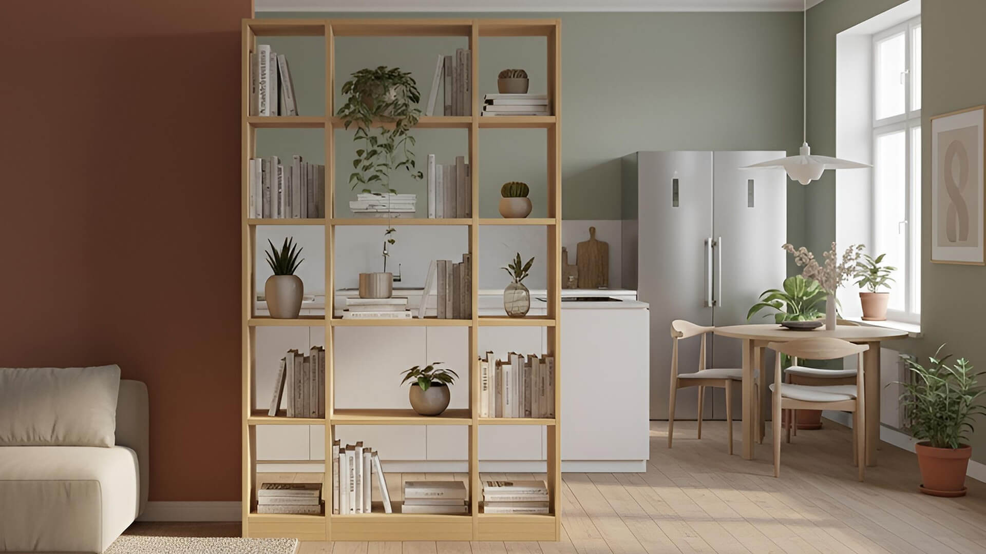 40 cm tiefer Raumteiler nach Maß Echtholz Furnier