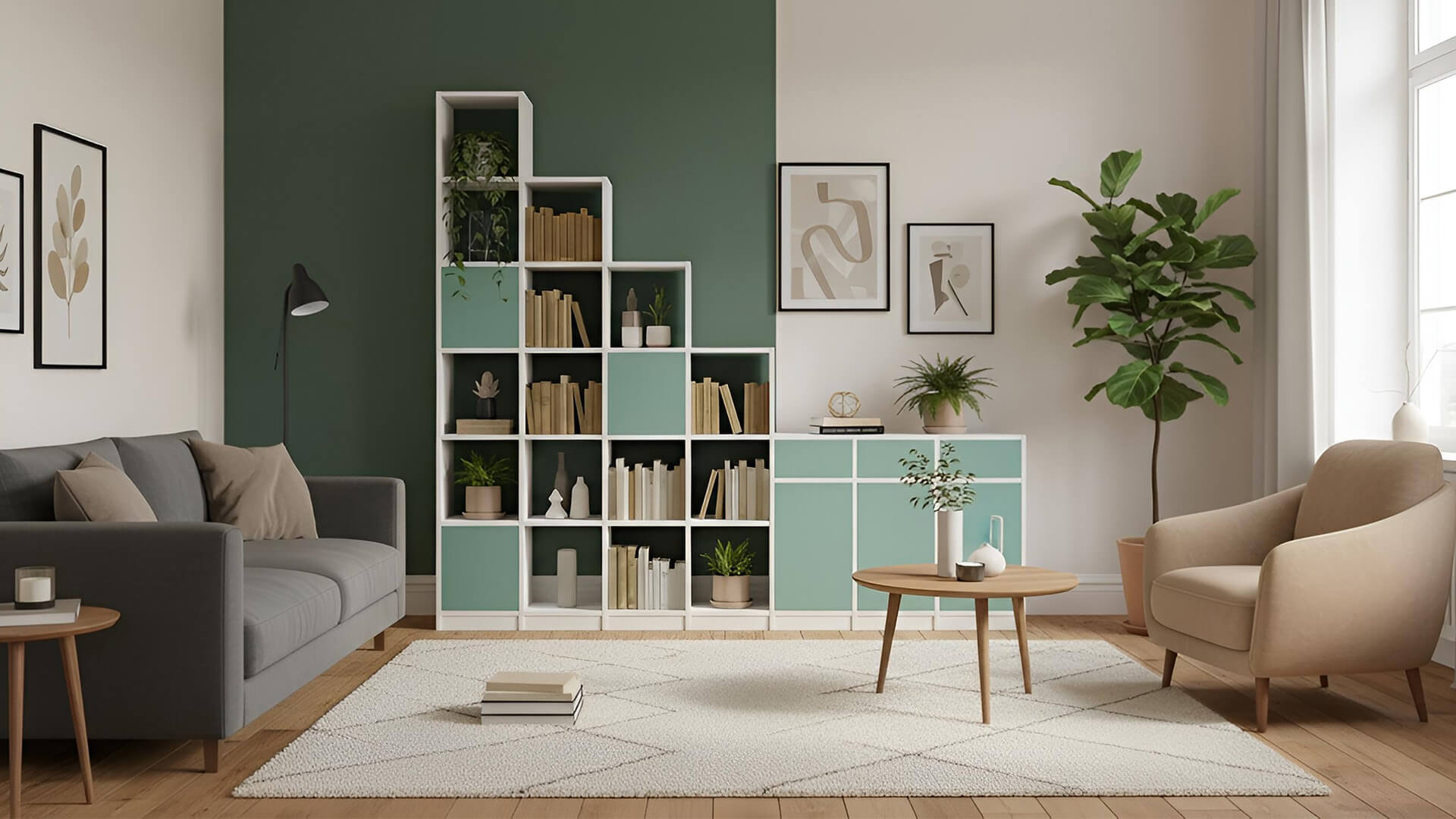 Stufenregal mit Ablage MDF Beschichtet