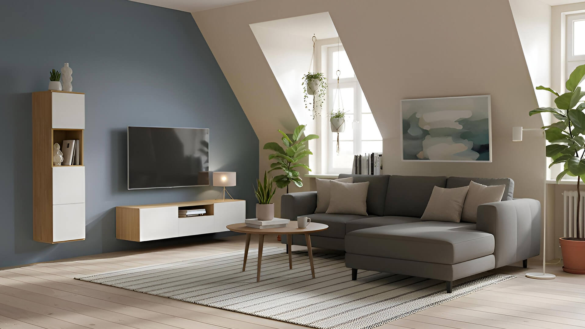 Telefonschrank mit Wandhalterung aus Massivholz Eiche