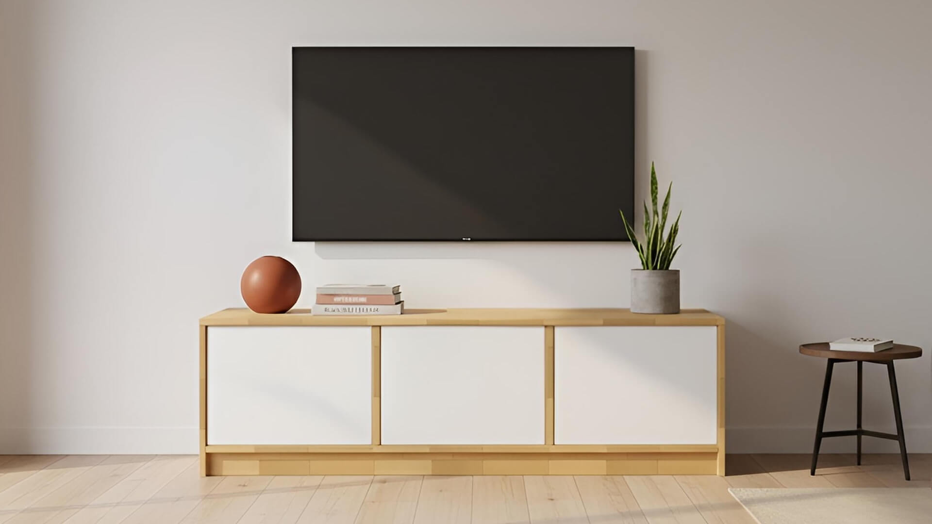 Tiefes schlichtes Lowboard – kostenlose Holzmuster Buche