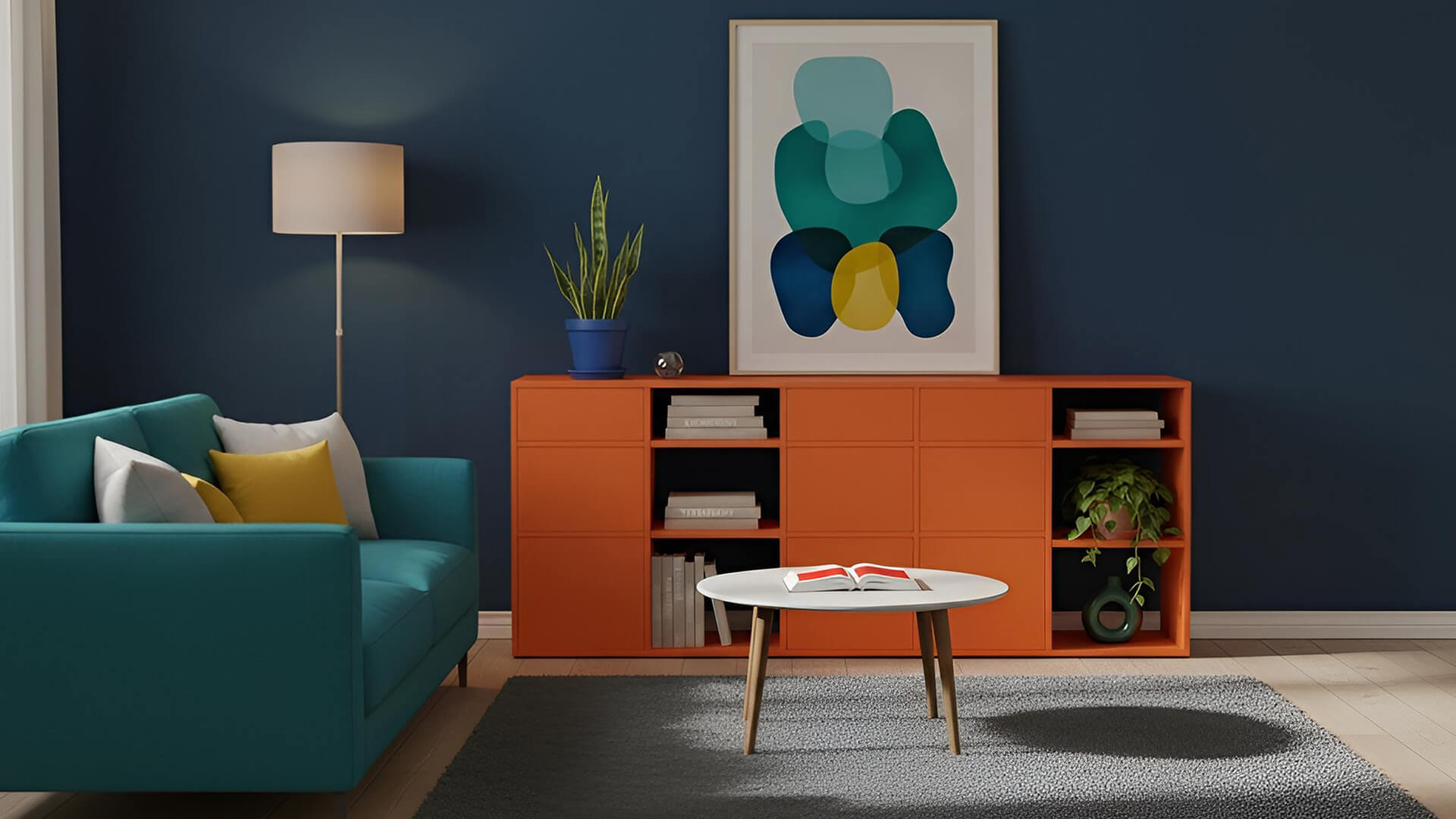 Oranges Sideboard mit vielen Optionen wie vom Tischler, Orange Kommode MDF Lackiert