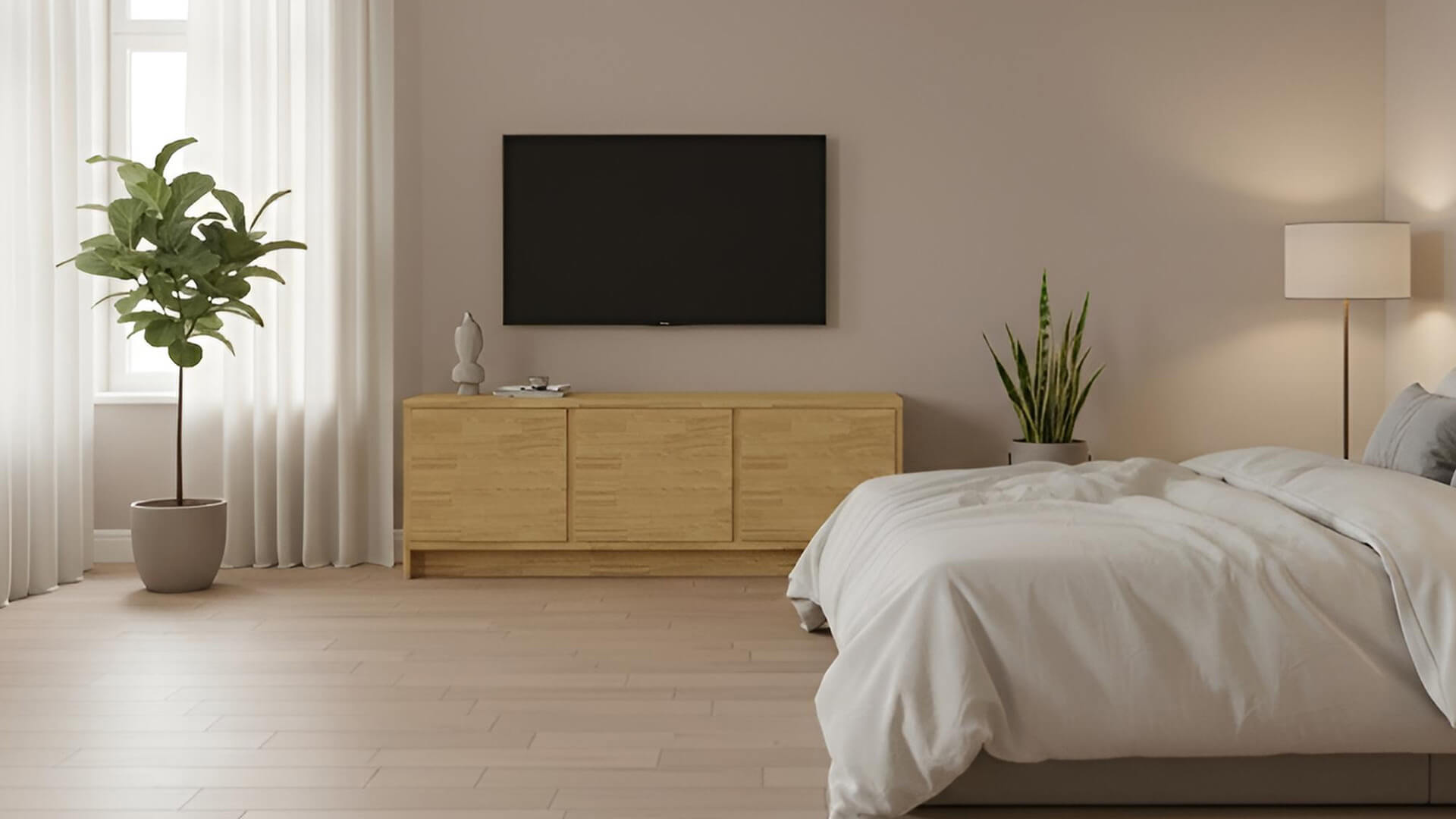 Lowboard mit Türen aus Massivholz Eiche