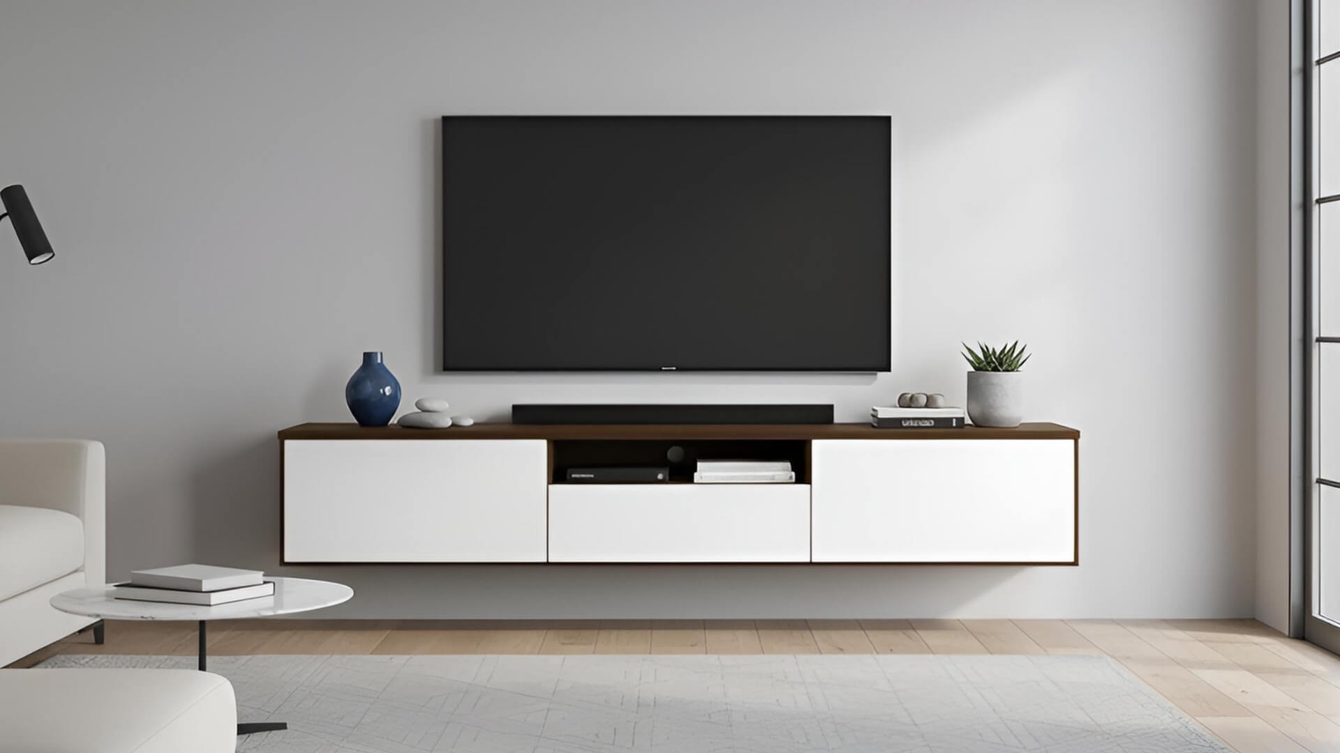 Stylishes Hängesideboard nach Maß Echtholz Furnier