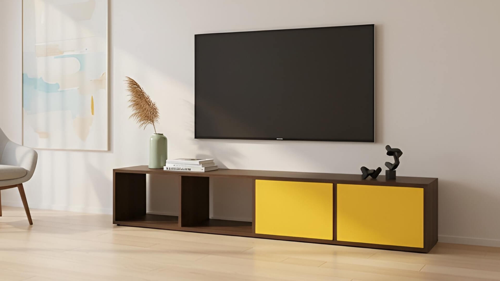 Breites Lowboard für TV Echtholz Furnier