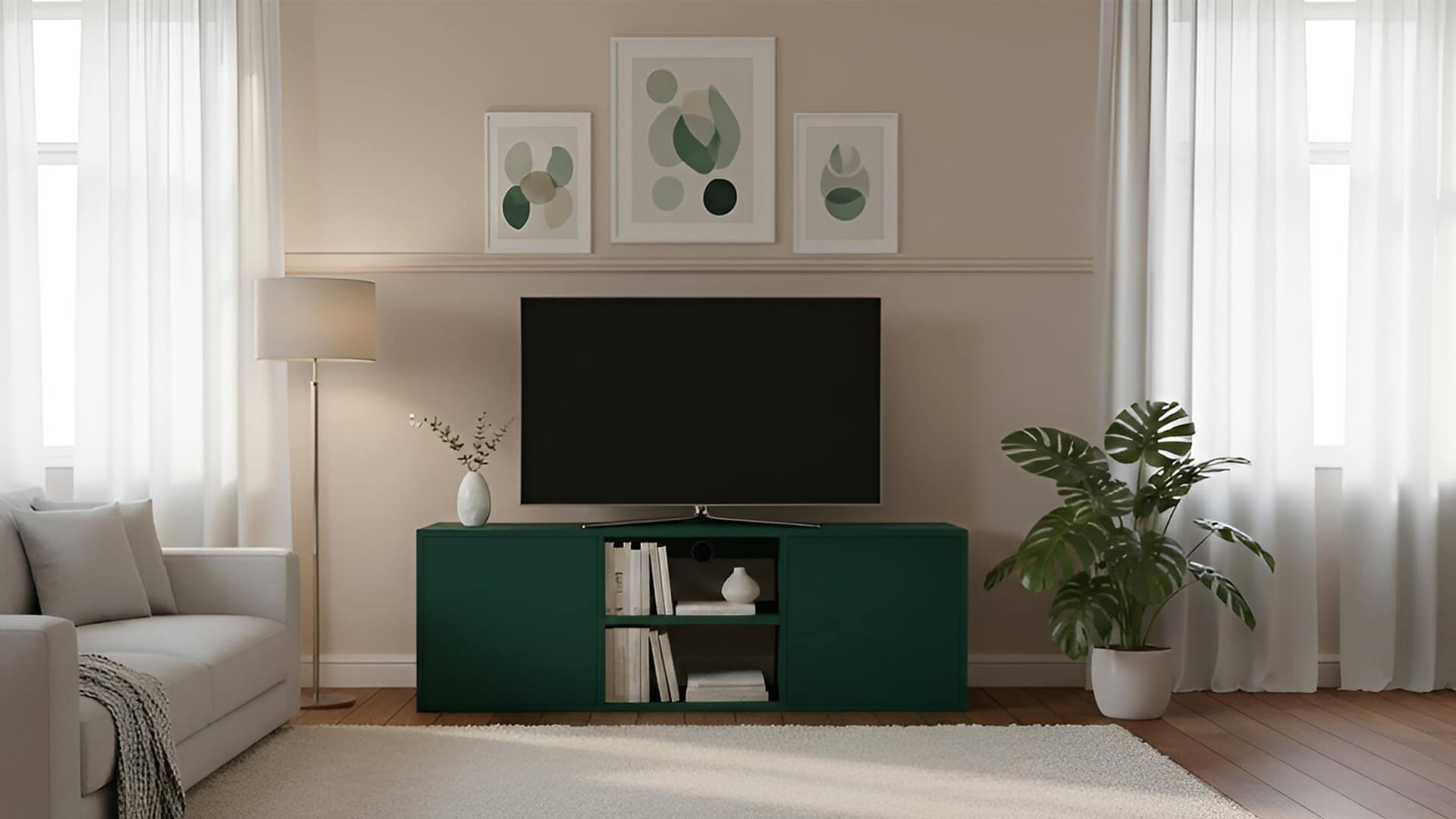 Grünes Lowboard nach Maß MDF Lackiert