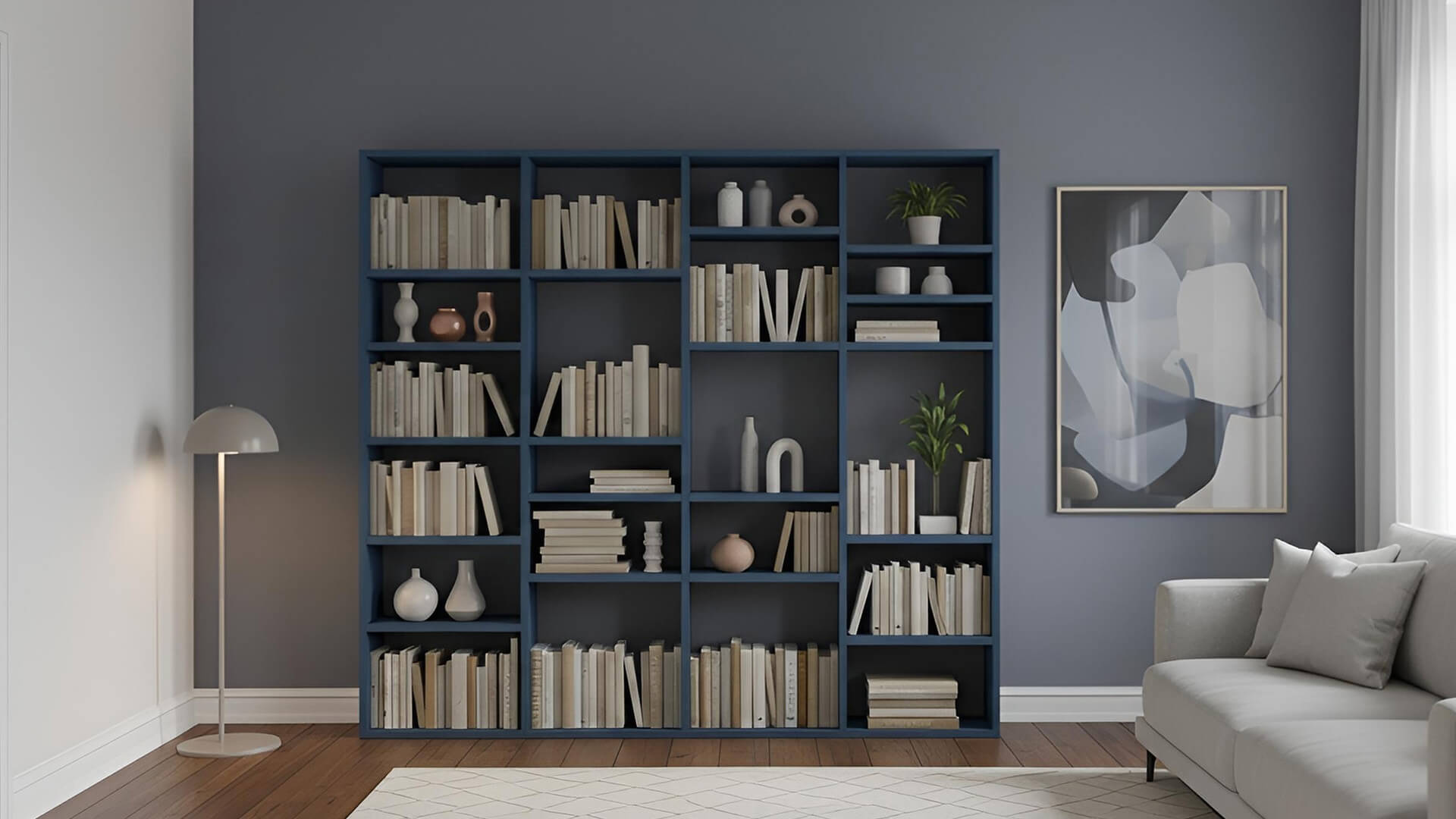 Blaues Regal nach Maß MDF Lackiert